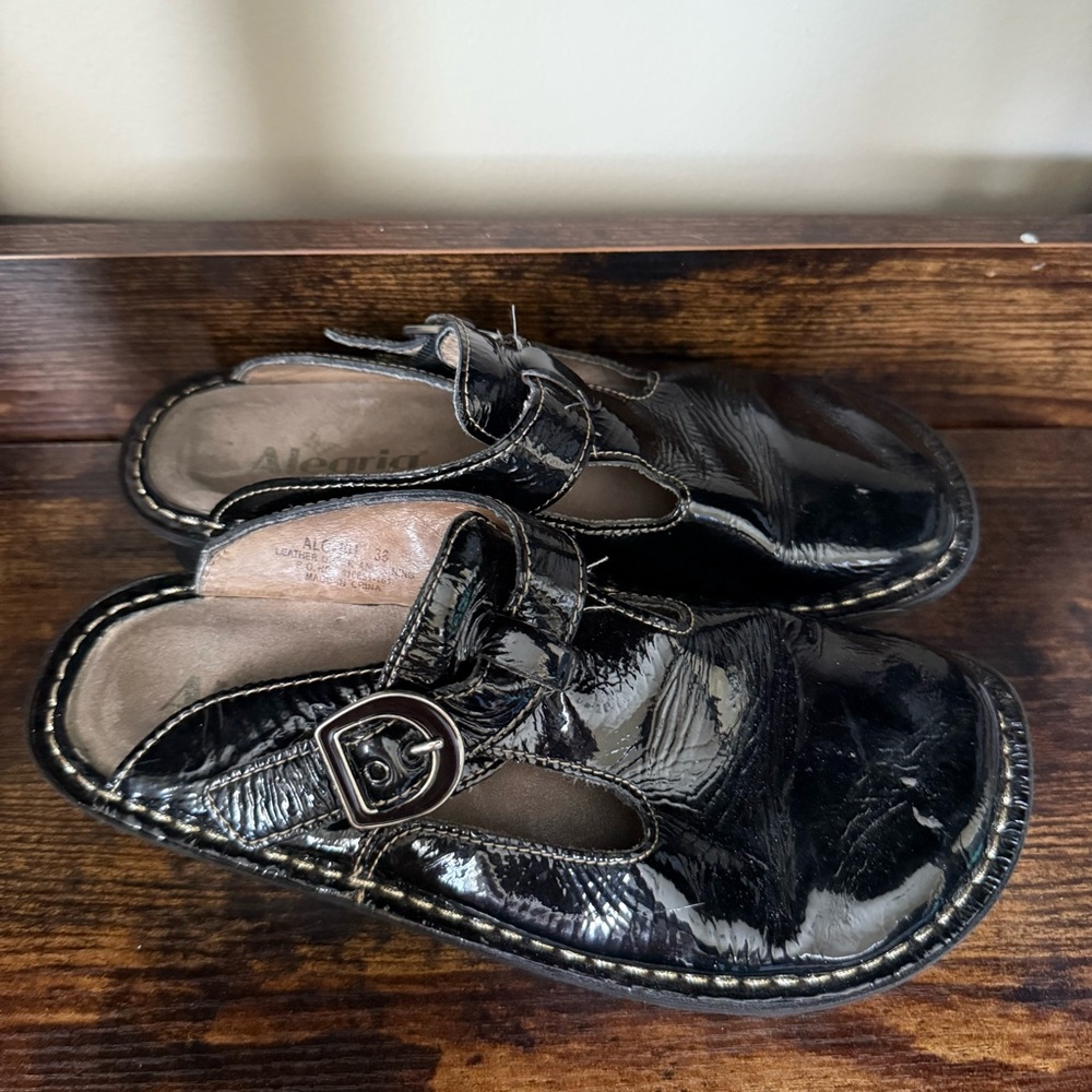 Alegria PG Lite Lad. ALG 101 Black Patent Leather Clogs Women’s Size 36 (6-6.5) - Picture 2 of 6